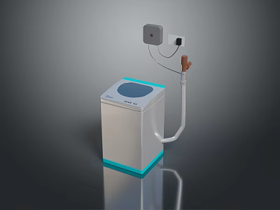 Modern White Computer Peripheral With Blue Accents Circular Top Gray Module And Cable Connection 3d model