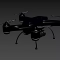 Modern Black Helicopter Design With Four Propellers And Built In Camera 3d model