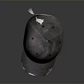 Blue Distressed Samurai Baseball Cap With Red Letters And Frayed Edges