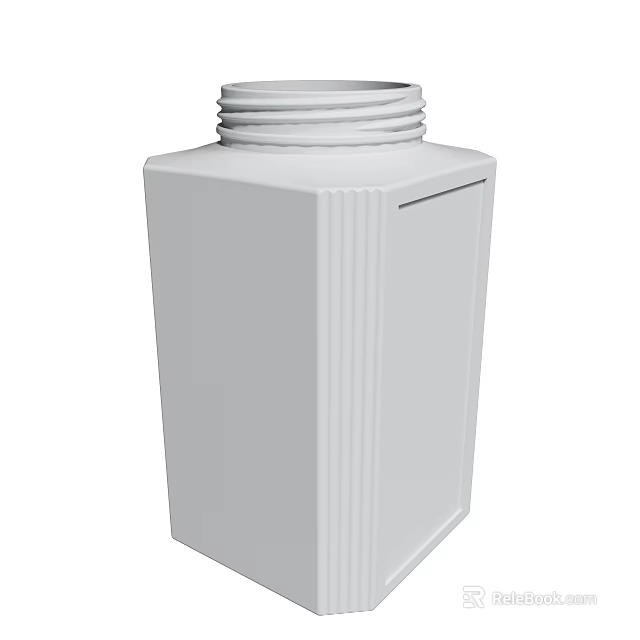 White Square Home Storage Container With Lid Vertical Lines Modern Design 3d model 