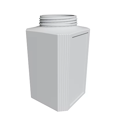 White Square Home Storage Container With Lid Vertical Lines Modern Design 3d model