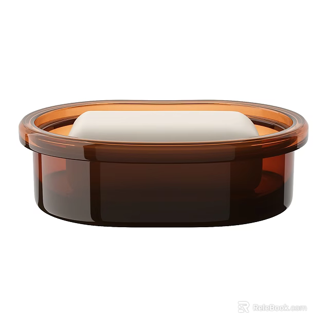 Brown Soap Dish With White Soap Bar For Daily Washing Needs 3d model 