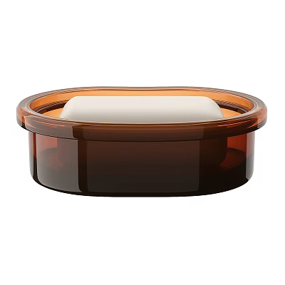 Brown Soap Dish With White Soap Bar For Daily Washing Needs 3d model