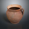Traditional Clay Jar Sculpture Carving with Textured Surface and Handcrafted Handle
