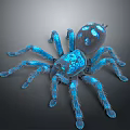 Vibrant Blue Hairy Spider With Shiny Body And Legs On Dark Background