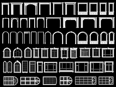 Various Window And Door Frame Designs In Classic And Modern Architectural Styles 3d model