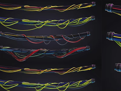 Colorful Industrial Cables with Multiple Colored Wires for Heavy Duty Equipment 3d model