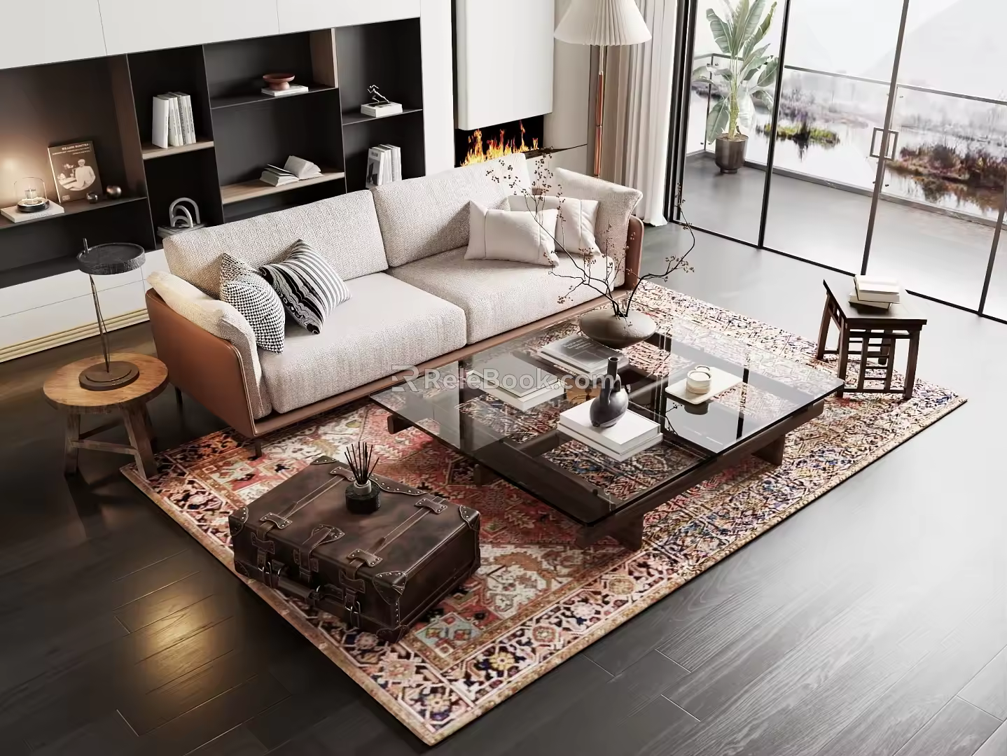 Sofa coffee table combination 3d model
