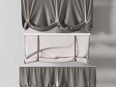 Different Styles of Gray and White Curtains with Elegant Designs for Home Decor 3d model