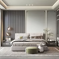 Modern Bedroom Interior With Comfortable King Bed Nightstands Large Mirror And Soft Rug