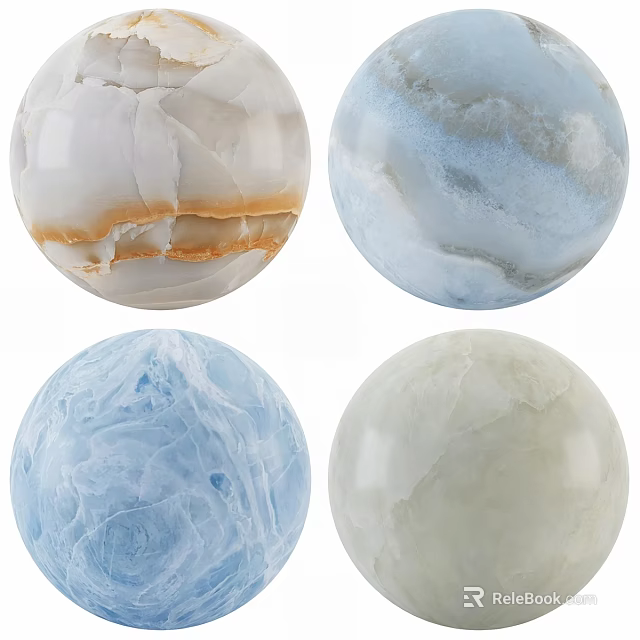 Decorative Sphere Components With Colorful Marble Textures For Home Decoration 3d model