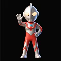 Game Movie Character Silver Red Suit Glowing Eyes Waving Hand Standing Pose