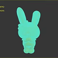 Cute Pink Rabbit Character Doll With Blue Bow White Body Clasped Hands