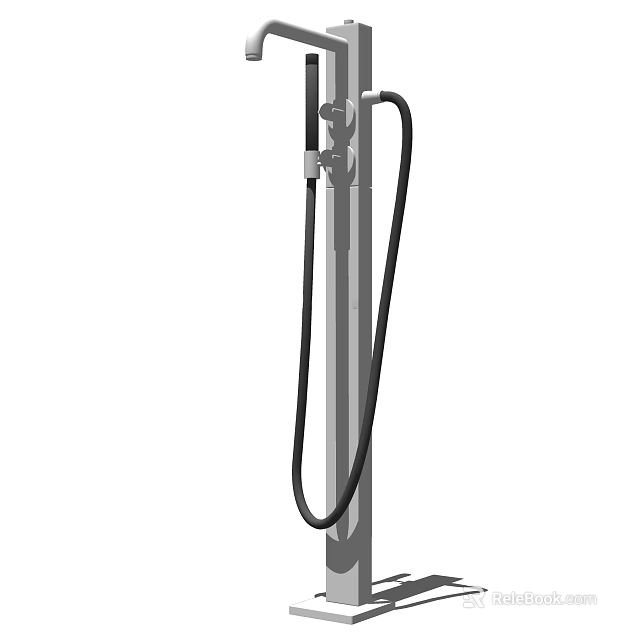 Modern Metal Faucet With Black Flexible Hose And Handheld Sprayer Head 3d model 