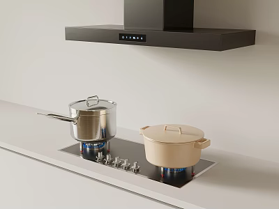 Gas Stove Range Hood Kitchen Appliances 3d model