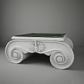 Elegant Coffee Table With Glass Top And Ornate Scroll Carved Base 3d model