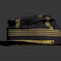 Dark Blue Hat With Gold Trim And Decorative Emblem Design