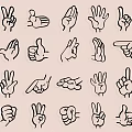 Creative Hand Gesture Doodle Art as Stylish Modern Wall Decor 3d model