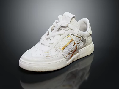 Stylish Modern White Sneakers With Gold Accents And Sleek Design Details 3d model