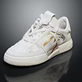 Stylish Modern White Sneakers With Gold Accents And Sleek Design Details