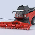 Red Agricultural Combine Harvester Featuring Multiple Cutting Blades And Black Cab Design