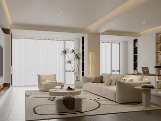 Living room sofa sofa combination minimalist sofa cream wind guest restaurant 3d model
