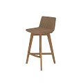Modern Rattan Bar Stool With Wooden Legs For Kitchen Bar Counter Design