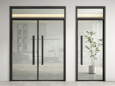 modern glass door glass double door glass door for office 3d model