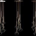 Modern Elegant Ceiling Lights With Golden Hanging Rods And Transparent Glass Balls