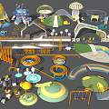 Various Types of Colorful Playground Equipment For Kids Outdoor Play Areas