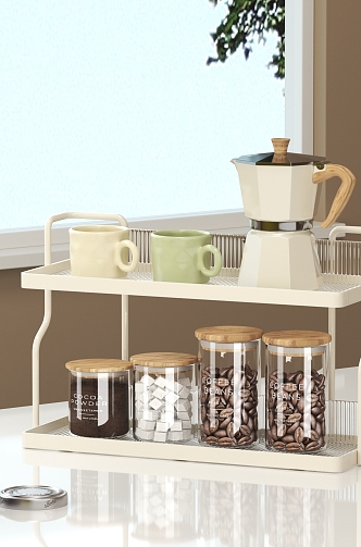 Coffee Cup Shelf Seasoning Shelf Kitchen Seasoning Rack 3d model