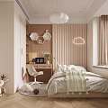 Cozy Kids Room With Cloud Lamp Desk Plush Deer And Soft Bedding