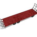Red Flatbed Utility Trailer With Metal Frame Rails And Transport Wheels