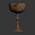 Vintage Metallic Stemmed Cup With Textured Surface And Round Base For Household Use
