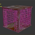 Rusty Metal Grid Cube Structure With Rusted Surface And Intricate Design