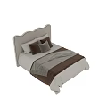 Modern Double Bed Interior With White Bedspread Brown Pillows And Elegant Headboard 3d model