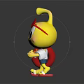 Animated Game Movie Character With Yellow Body Red Sunglasses Holding Red Surfboard Star Patterned Shirt