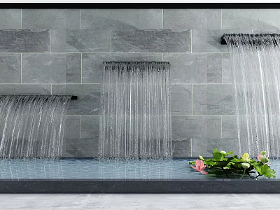 Modern landscape sketch running water background wall 3d model Modern landscape sketch running water background wall 3d model