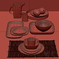 Colorful Tableware Set With Bowls Plates Trays Pitcher And Mug For Everyday Use