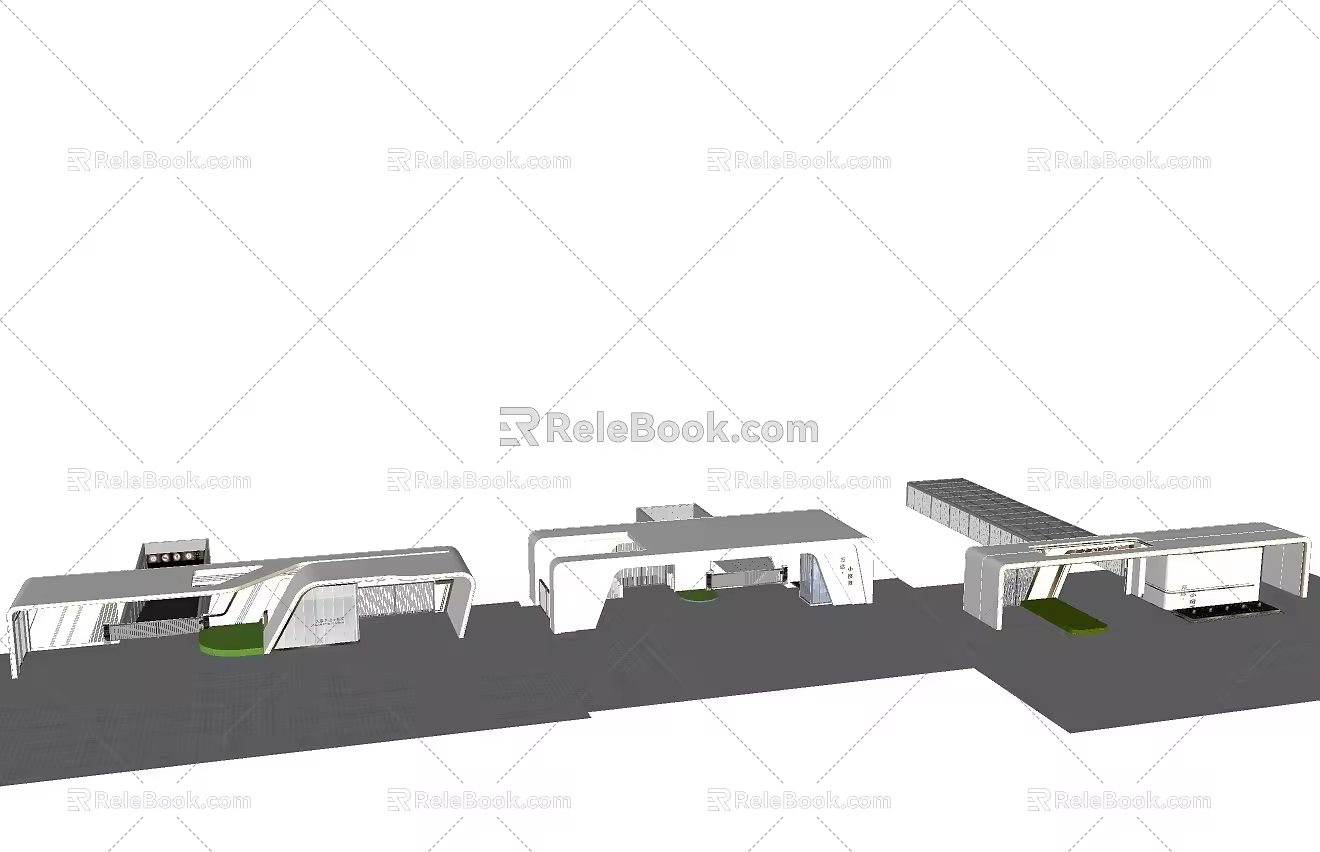 Factory entrance gate school entrance gate guard room access control system entrance guard box entrance view wall 3d model