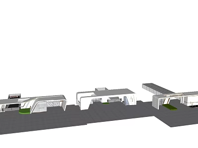 Modern Entrance Gate With Contemporary Architectural Design Glass Elements And Green Landscaped Area 3d model