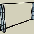 Modern Folding Doors With Black Frame And Glass Panels Structure Design 3d model