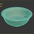 Ceramic Sculpture Bowl With White Base And Blue Floral Carved Patterns