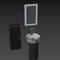 Modern Minimalist Bathroom Washbasin With White Basin Black Cabinet Mirror And Faucet