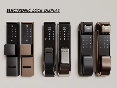 Electronic Lock Door Handles With Digital Keypad Various Styles On 3d model