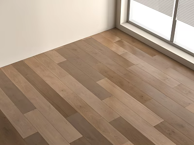 Natural Wooden Floor With Warm Brown Tones And Polished Surface In Bright Interior Room 3d model