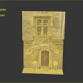 Ancient Stone Building With Wooden Door Decorative Carvings Potted Plants And Traditional Windows
