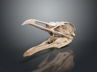 Detailed Bird Skull Anatomical Model Medical Device with Gray Background and Reflection 3d model