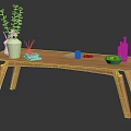 Minimalist Modern Solid Wood Coffee Table With Vase Plants Books Bowl And Bottles