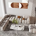 Modern sofa coffee table combination sofa coffee table group 3d model